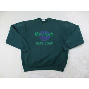VINTAGE Hard‎ Rock Cafe Sweater Mens Extra Large Green Made In USA Pullover*